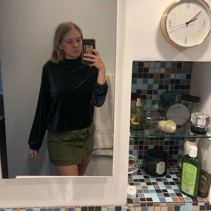 Zara black velvet long sleeve top